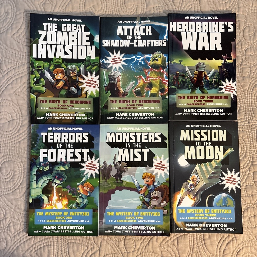 Minecraft Books Mystery of Entity303 1-3, Birth of Herobrine 1-3 Novels